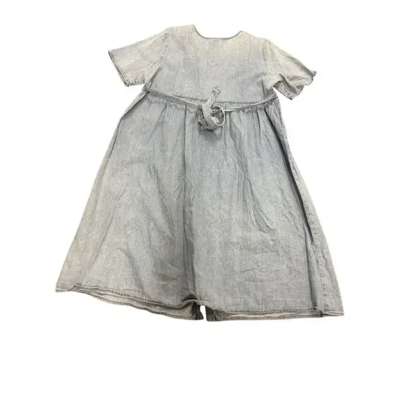 Vintage Studio Ease XL Blue Denim Chambray Lace Neckline Belt Maxi Dress - Picture 12 of 16